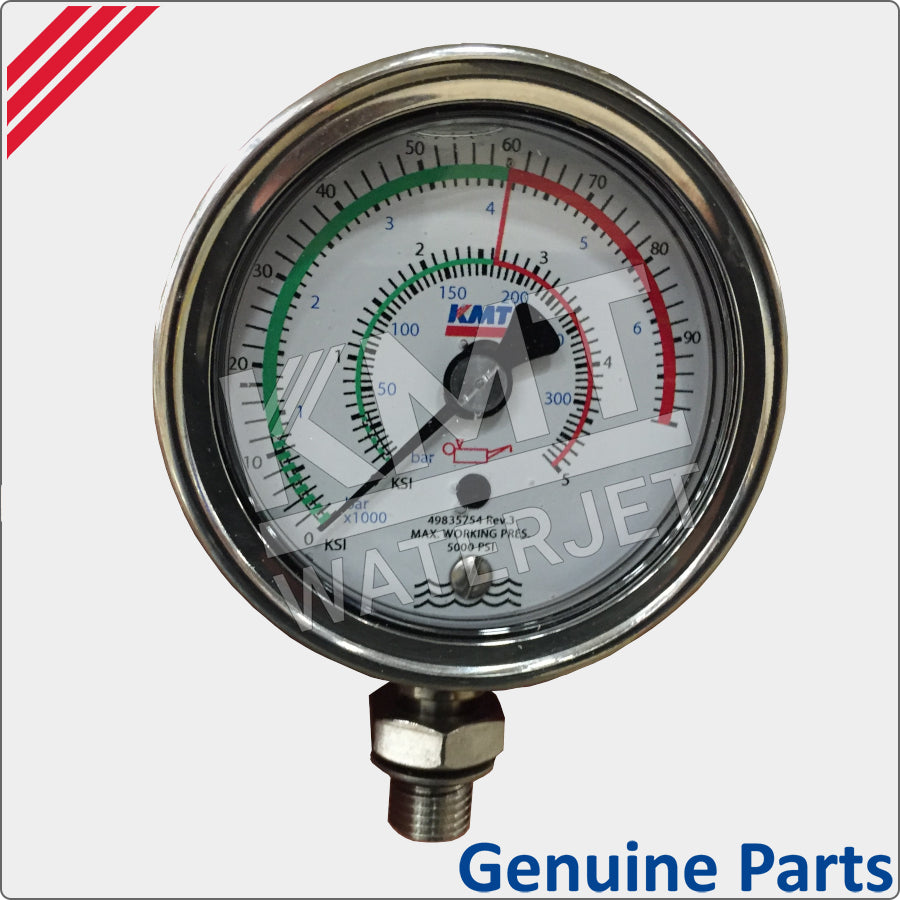 Gauge, Hydraulic, 0-5000 PSI, 60K, KMT WATERJET GENUINE PART