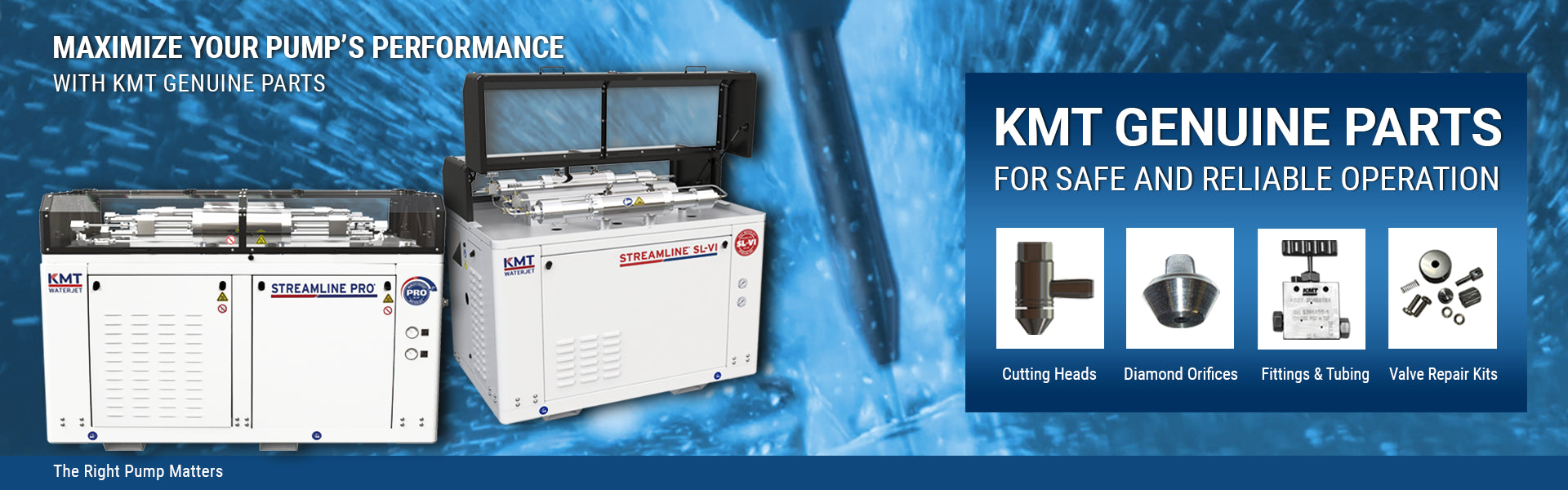 KMT Waterjet Parts Seals, Focus Tubes, Valves, Hoses, Tubing, Orifice